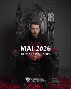 Annonce nouveau roman Romantasy Vampire sortie en mai 2026 par Maxime Bryant