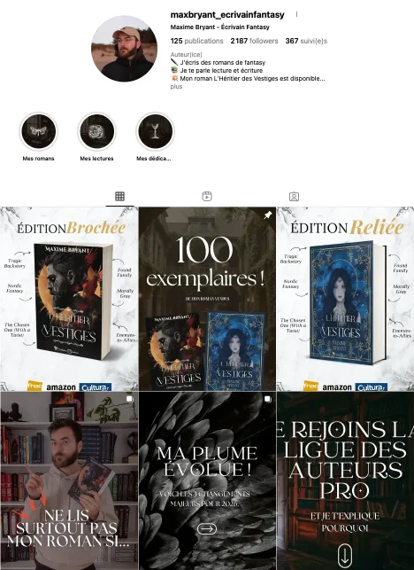 compte instagram écrivain maxime bryant